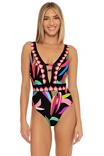 Trina Turk Birds of Paradise Plunge One Piece Swimsuit