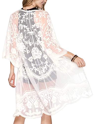 Floral Crochet Lace Cardigan for Women Beach Cover Ups