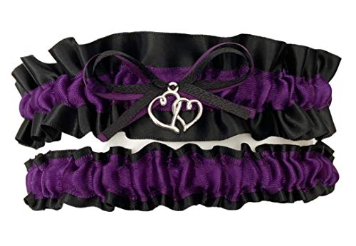 Black Dark Purple Satin Wedding Garter Set