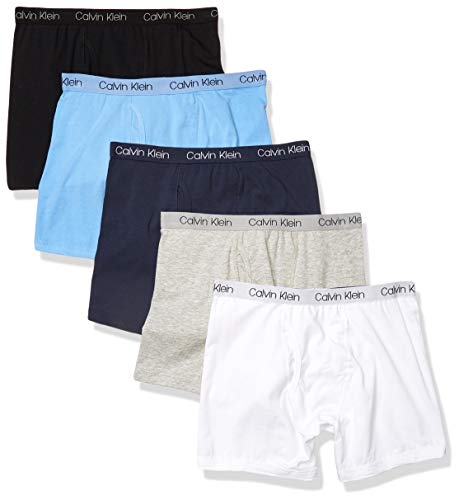 Calvin Klein Boys' Little Modern Cotton Boxer Briefs, 5-Pack, Large