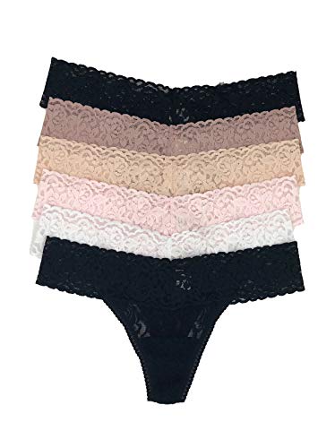 Felina Stretchy Lace Thong - 6-Pack