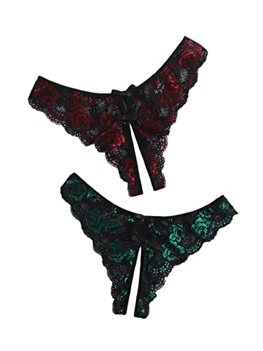 Floerns Women's Plus Size V-Strings Thong Panties Set