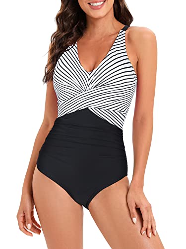 Front Cross Athletic Tummy Control Swimsuit