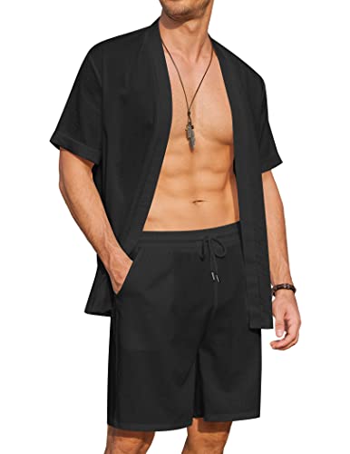 COOFANDY Men Cotton Sets Outfits - Black