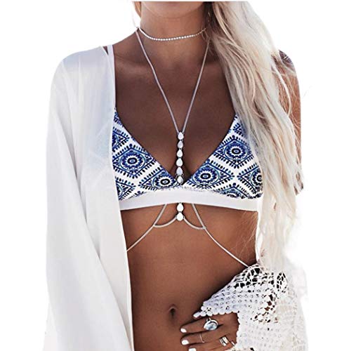 Silver Bikini Bra Chain Beach Waist Belly Chain Body Jewelry