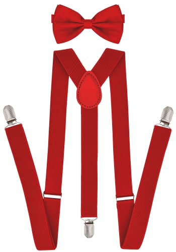 Red Suspenders with Bow Tie Sets