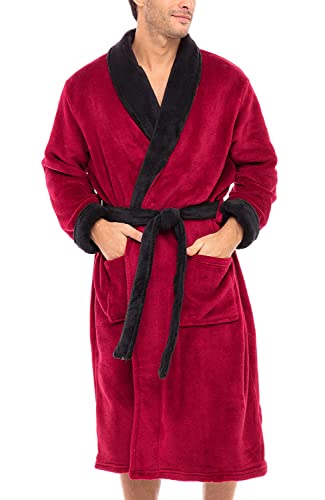 Del Rossa Men’s Robe, Plush Fleece Bathrobe with Pockets