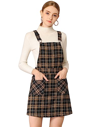 Women's Adjustable Strap Plaid Overall Dress