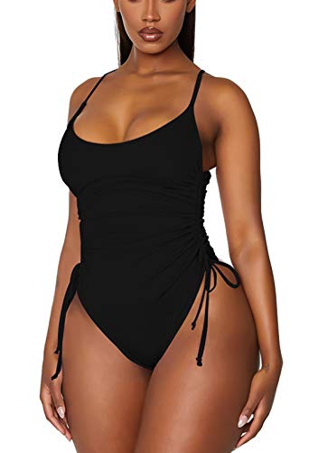 Stylish and Flattering Ruched Drawstring One Piece Swimsuit - Viottiset Women's