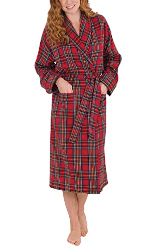 Cozy Cotton Flannel Robe - PajamaGram Women's Plaid Wrap