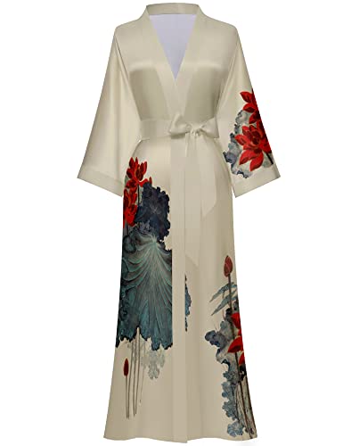 Floral Silky Kimono Robes Dressing Gown