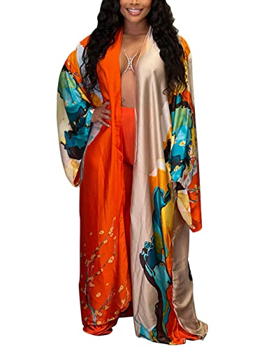 Famnbro Women's Satin Robe Kimono Cover Ups