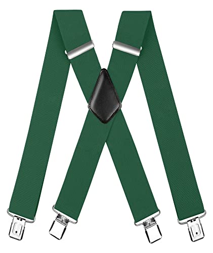 CWKOON Men's Heavy Duty Suspenders with Adjustable Clips - Green
