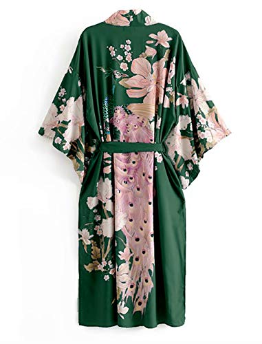 Applesauce Plus Size Women's Kimono Long Robe - Boho Floral