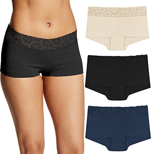 Maidenform Dream Lace Boyshorts - Comfortable and Stylish Cotton Panties for Women, 3-Pack
