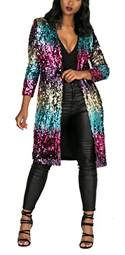 Sparkly Sequins Open Front Cardigan Coat Party Clubwear