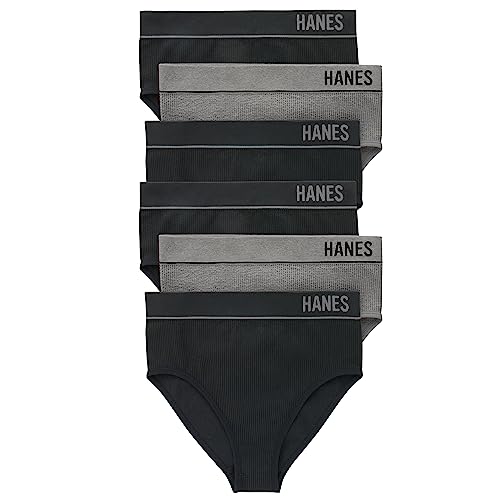 Hanes Women's Originals Seamless Stretchy Ribbed Hi-Leg Bikini Panties Pack