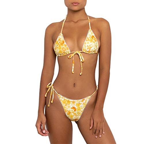 Bikinis Swimsuit Set for Women - Yellow, XS