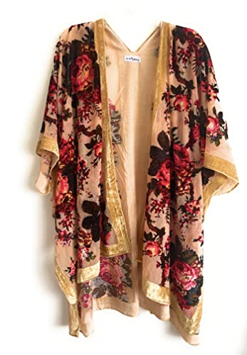 Luxurious Golden Velvet Kimono Jacket - One Size Fits All