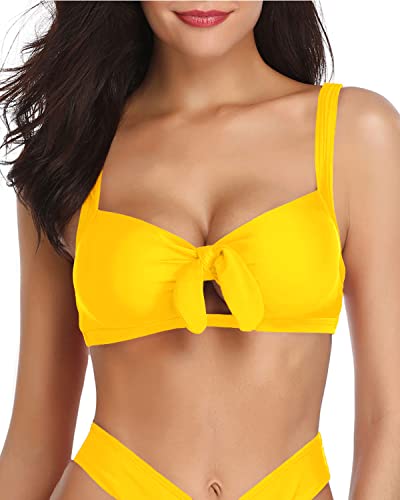 Women Yellow Bikini Tops Push Up Swim Top