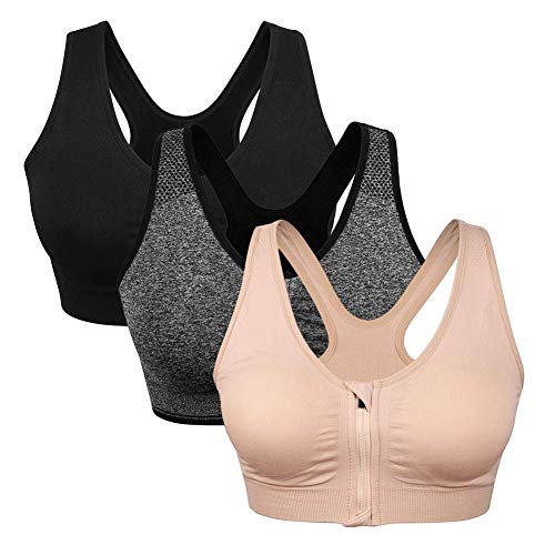 Zip Front Sports Bra with Wireless Post-Surgery Design