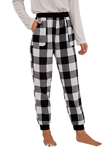 Verdusa Women's Plaid High Waist Joggers Pajama Pants
