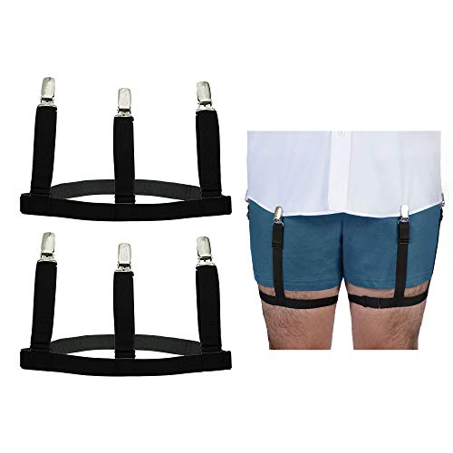 Adjustable Shirt Garters with Non-Slip Clips (2-Pairs) - Comfy Deluxe