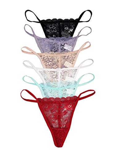 Vision Underwear 6 Pack Lace G-String Thong Panties