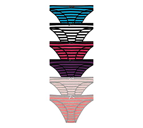 Nabtos Cotton Bikini Underwear Stripes Women's Panties (Pack of 6)