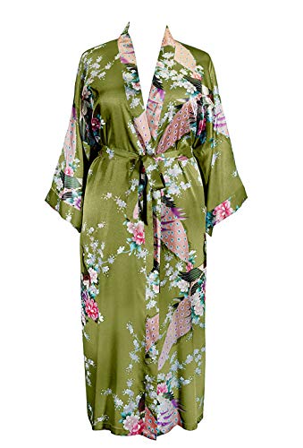 Applesauce 838 Kimono Long Robe - Floral (Peridot Green)