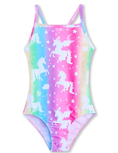 Multicolor Unicorn Printed Swimwear for Little Kids
