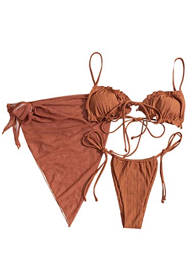 SOLY HUX Women's Triangle Bikini Set with Beach Skirt