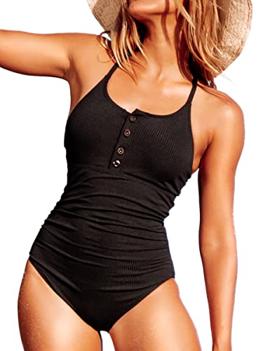 Ribbed Button Up Swimsuit for Women