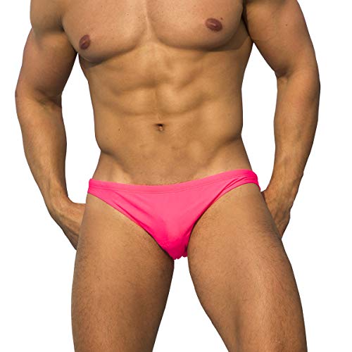 EASEJUICY Men's Swimwear Sexy Bikini Solid Siwmming Briefs (Pink, XL)