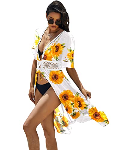 Ekouaer Women's Sunflower Bikini Cover Up