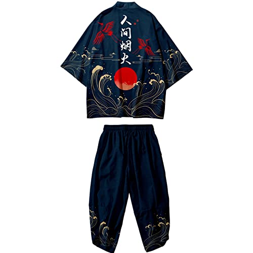 Stylish Men's Japanese Kimono Jacket Set