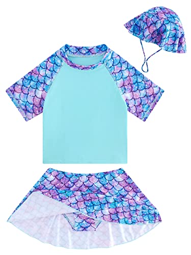 Toddler Girl Swimsuit 3 Piece Rash Guard Set with Sun Protection