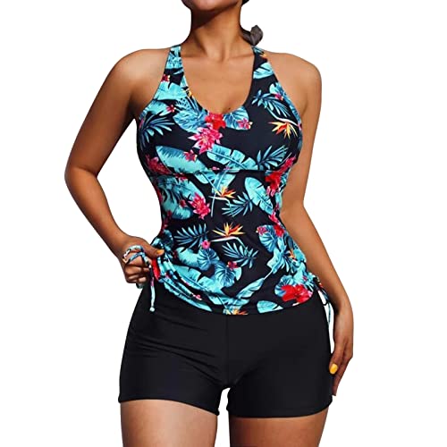 Strappy Tankini Swimsuits with Floral Print - HHoo88