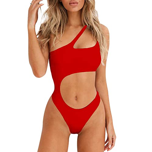 Sexy Cutout One Shoulder High Cut Swimsuit