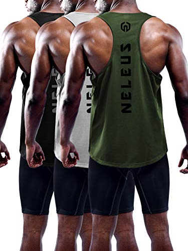 NELEUS Men's 3 Pack Gym Tank Tops