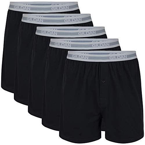 Gildan Men's Boxer Briefs (5-Pack, Black) - Comfort and Durability