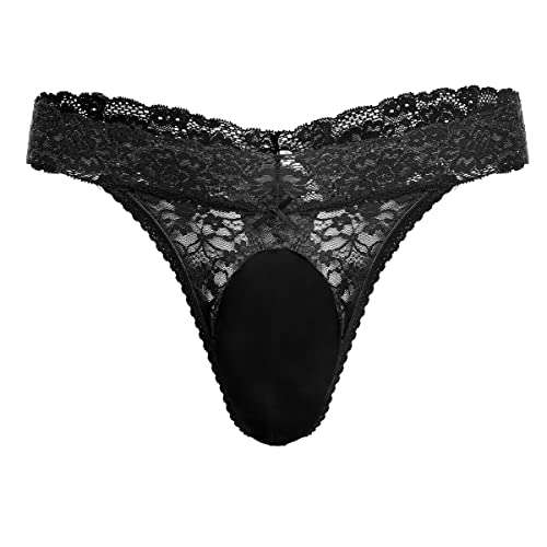 Black Lace Frilly Sissy Thong Panties