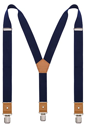 Men's Adjustable Y-Back Suspenders with Strong Clips - Navy
