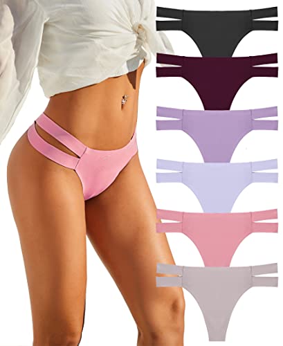 Knowyou 6 Pack Seamless Thongs for Women