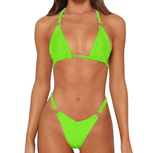Dnzzs Women's Neon Green Bikini Sets