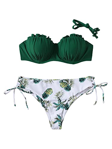MakeMeChic Women's Pineapple Print Bikini Swimsuit