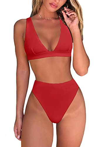 Red High Waisted Bikini