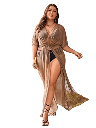 Fashionable Plus Size Mesh Swimsuit Cover Up - SOLY HUX Women's
