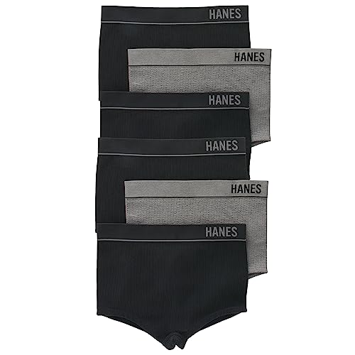 Hanes Women's Originals Ribbed Boyfit Panties, 6-Pack