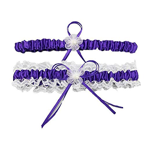 Bridal Legs Garter Set - Purple Lace Belt
